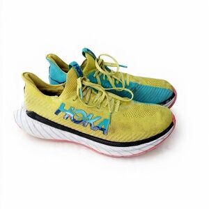 Hoka Clifton 9 Yellow Teal Running Shoes - Women’s Size 10B.